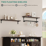 YITAHOME 47-Inch Farmhouse Buffet Cabinet with Power Outlet and Floating Shelves, Multi-Functional Kitchen and Living Room Storage Sideboard, Rustic Brown