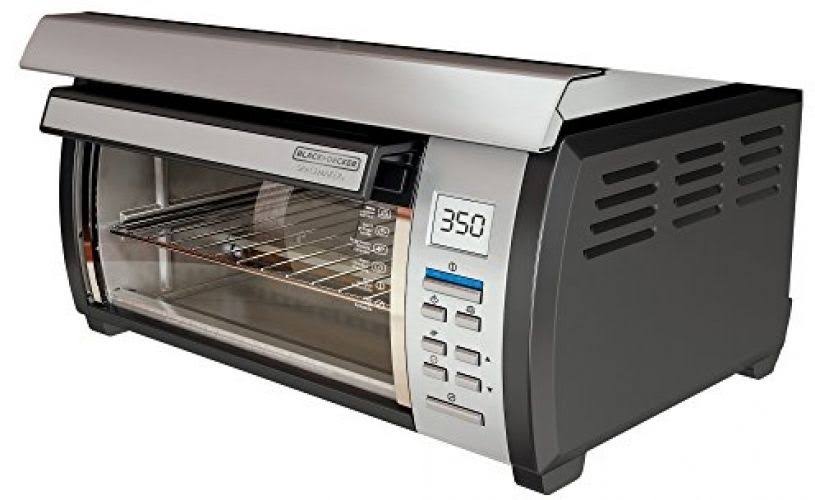 BLACK+DECKER SpaceMaker Digital Toaster Oven with Stainless Steel and Black Finish, Silver, TROS1000
