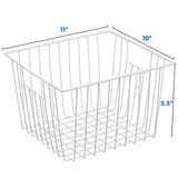 3-Piece Pearl White Freezer Basket Set with Handles, Wire Storage Organizers for Chest and Upright Freezers, Refrigerator Divider Containers