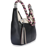 Brighton Barbados Ziptop Hobo Handbag in Black