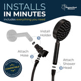 HammerHead Showers Oil Rubbed Bronze Handheld Shower Head with 6ft Hose, Brass Holder, Adjustable Bracket, Detachable Wand, and 1.75 GPM Low-Flow Water Saving Design