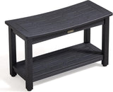 HDPS Waterproof Shower Bench with Adjustable Feet, Non-Slip Poly Lumber Bathroom Seat & Footrest for Shaving Legs, Brown