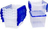 6-Pack Akro-Mils KeepBox 12-Gallon Clear Storage Totes with Attached Lids, Nesting and Stackable Design for Garages, Closets, and Moving, 21-1/2 x 15 x 12-1/2, Clear/Blue