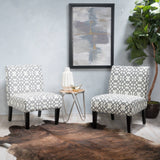 Christopher Knight Home Kassi Accent Chairs, Set of 2, with Geometric Gray Pattern
