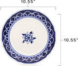 Euro Ceramica Blue Garden 16-Piece Stoneware Dinnerware Set, Oven Safe and Hand Painted, Service for 4, White and Blue Floral Vase Design