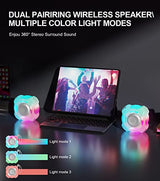 IPX7 Waterproof Bluetooth Shower Speaker with Dynamic Lights, TWS Mode, Loud Stereo Audio & Robust Bass, Portable Wireless Speaker with 24H Playtime for Beach, Kayak or Travel