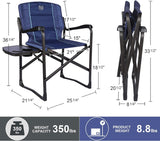 TIMBER RIDGE Portable Directors Camping Chair with Swivel Back, Side Table and Heavy-Duty 350 lb Capacity