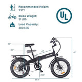 Folding 20′′ x 3.0 Fat-Tire Electric Bike for Adults with 374.4Wh Battery, 20MPH Cargo E-Bike, LCD Color Display and 6-Speed Gears, Fits Riders 50+