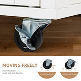 Shintenchi Rolling Kitchen Island Cart with Large Worktop, Cabinet Storage, Drawers, Towel Rack and Wheeled Side-Table Design, White