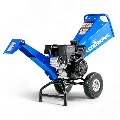 Landworks 7 HP Gas-Powered Wood Chipper, Shredder and Mulcher with Compact Rotor Assembly, Handles Branches up to 3 Inches