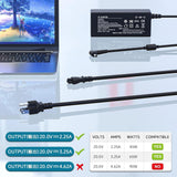 65W/45W Laptop Power Supply Charger for Lenovo IdeaPad 3, 5, 330, 330s, 320, 310, S340, S145, 100, 110, 110s, 120S-11IAP, 100S-11IBY, 130-15AST, 510s, 530s, 710S, Flex 5, 4, and 14 ADL45WCC, with Cord
