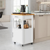 Shintenchi Rolling Kitchen Island Cart with Large Worktop, Cabinet Storage, Drawers, Towel Rack and Wheeled Side-Table Design, White