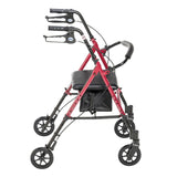 Red Drive Medical Aluminum Rollator with Adjustable Height and 6-Inch Casters
