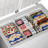 3-Piece Pearl White Freezer Basket Set with Handles, Wire Storage Organizers for Chest and Upright Freezers, Refrigerator Divider Containers