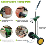 EJWOX Garden Pot Mover with Adjustable Handle, Heavy-Duty Plant Dolly, Flat-Free Wheels and Gripping Suction Cups for Loads up to 165 Lbs
