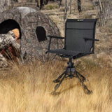 TIDEWE Folding Hunting Chair with Seat Cover, 360-Degree Silent Swivel, Adjustable Four-Leg Height, Armrests and Portable Ground Blind Design