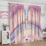 2-Panel Abstract Golden Blue Marble Curtains, 27.5x63in Vintage Art Window Treatment for Living Room or Kitchen