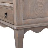 ClickDecor Thomas Antique Country-Style Dresser with 3 Drawers, Curved Legs and Black Ring Handles, Weathered Gray Wood Accent Furniture