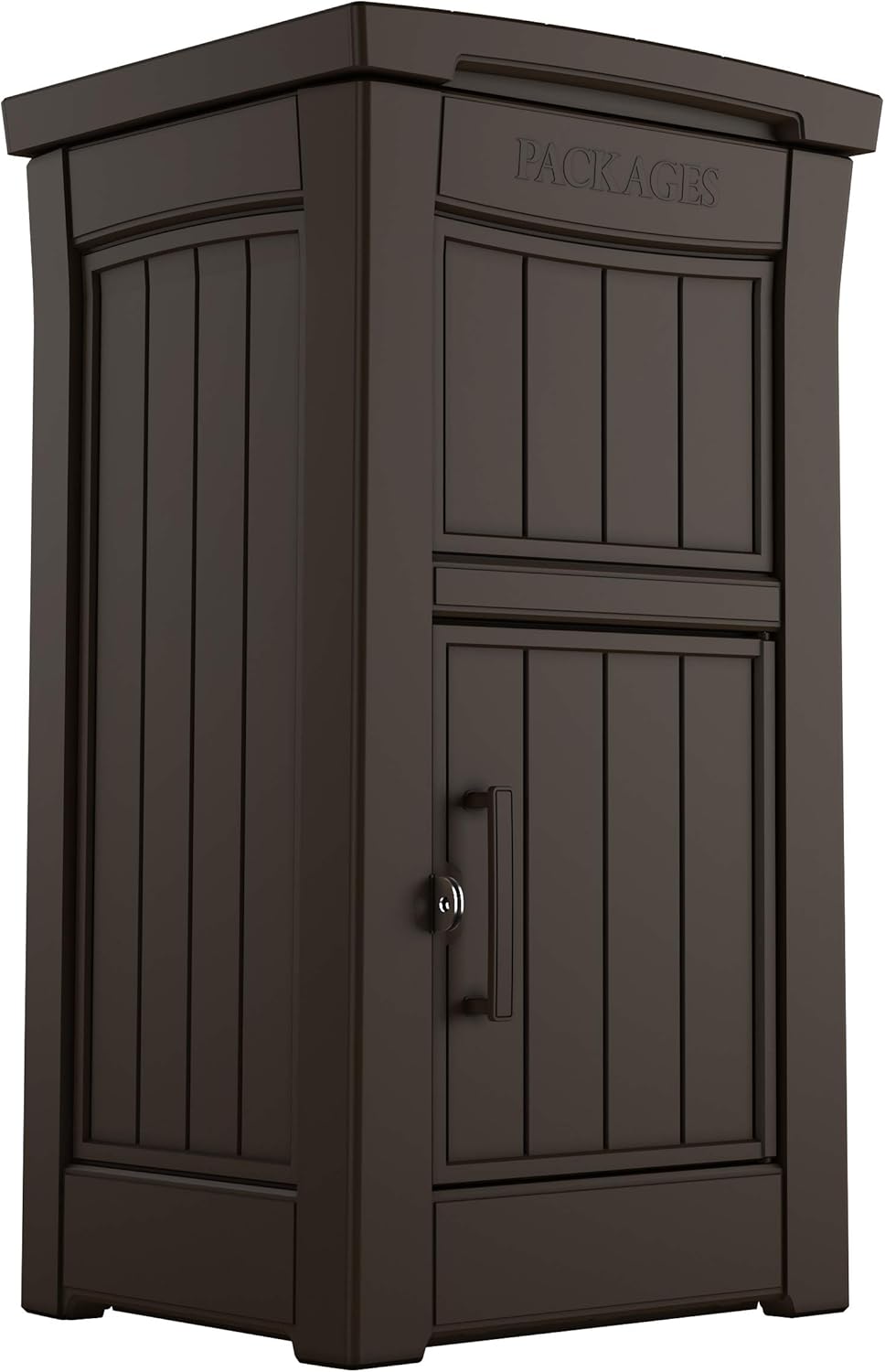 Keter Delivery Box with Lockable Porch Storage Compartment for Secure Package Protection, Brown