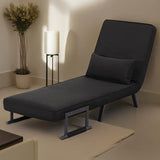 Convertible 3-in-1 Sleeper Sofa Bed with Pullout Bed and Side Pocket, Black Futon Loveseat for Living Room, Bedroom or Small Spaces