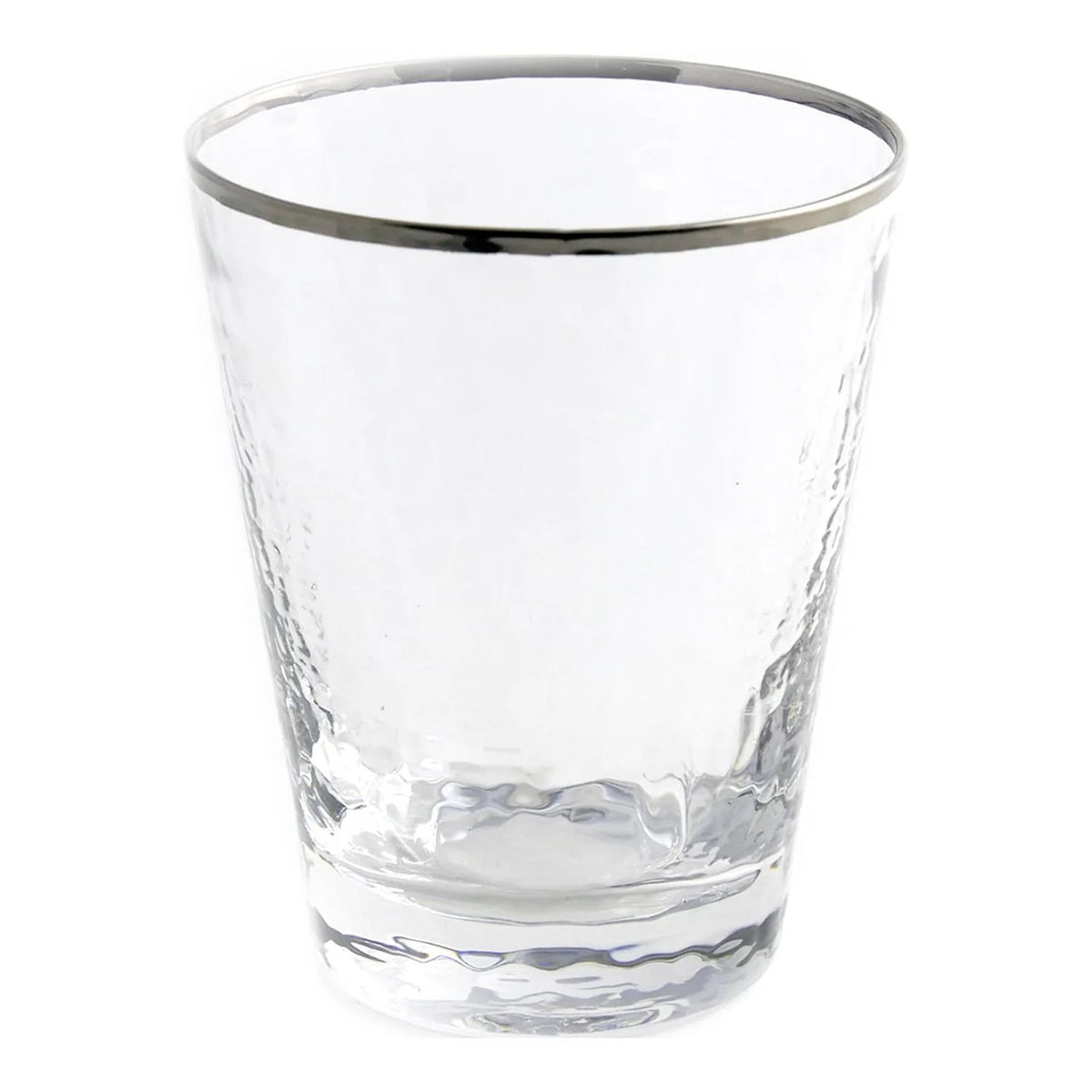 Silver Double Old Fashioned Glass Set with Metallic Split-P Rim Design