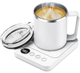 16oz Heated Coffee Mug and Electric Warmer Set with Smart Temperature Heating and Auto Shut-Off, Desk Cup Warmer for Home or Office, Black