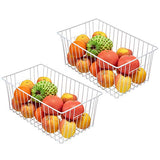 3-Piece Pearl White Freezer Basket Set with Handles, Wire Storage Organizers for Chest and Upright Freezers, Refrigerator Divider Containers