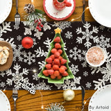 Navy Blue Christmas Table Runner with Snowflake Design by Artoid Mode, 13 x 72 Inches, Winter Holiday Dining and Kitchen Decor