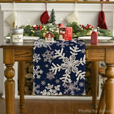 Navy Blue Christmas Table Runner with Snowflake Design by Artoid Mode, 13 x 72 Inches, Winter Holiday Dining and Kitchen Decor