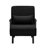 Convertible 3-in-1 Sleeper Sofa Bed with Pullout Bed and Side Pocket, Black Futon Loveseat for Living Room, Bedroom or Small Spaces