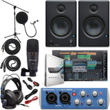 PreSonus AudioBox 96 Studio Recording Bundle with Eris 4.5 BT Bluetooth Monitor Pair, Studio One Artist Software, 1/4-in Instrument Cable, Blue or Black Interface