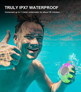 IPX7 Waterproof Bluetooth Shower Speaker with Dynamic Lights, TWS Mode, Loud Stereo Audio & Robust Bass, Portable Wireless Speaker with 24H Playtime for Beach, Kayak or Travel