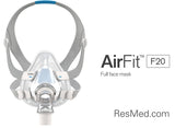 Large ResMed AirFit F20 Full-Face CPAP Mask, Complete with Headgear