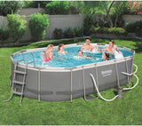 Bestway Power Steel 56655E Above-Ground Swimming Pool Set, 16ft x 10ft x 42in Oval Frame with 1000 GPH Filter Pump, Ladder, and Cover