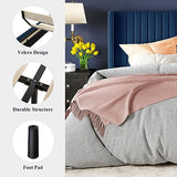 Allewie Queen Velvet Platform Bed with Vertical Channel-Tufted Wingback Headboard, Strong Wooden Slats, No Box Spring Required, Easy Assembly, Black