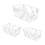 3-Piece Pearl White Freezer Basket Set with Handles, Wire Storage Organizers for Chest and Upright Freezers, Refrigerator Divider Containers