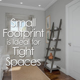 5-Tier Leaning Ladder Bookshelf by Lavish Home, Slate Gray Display Shelves for Living Room, Bathroom, or Kitchen