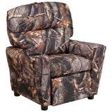 Kids Camouflaged Fabric Recliner from Emma and Oliver, Featuring a Built-In Cup Holder
