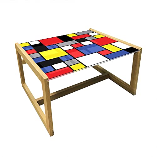 Ambesonne Small Acrylic Glass Coffee Table with Wooden Frame, Monochrome Vintage Tiger Head in Mexican Fiesta Hat Design, Dark Grey Charcoal, for Office or Dorm