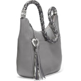 Brighton Barbados Ziptop Hobo Handbag in Black