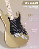 Leo Jaymz 39-Inch Full-Size ST-Style Electric Guitar Starter Kit with SSH Pickup, 5W Portable Amp, Tuner, Gig Bag, Strap and Accessories, Violet Ocean