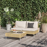 Grand patio 7-Piece Boho Wicker Conversation Set in Cream, Featuring a Sectional Sofa, Water-Resistant Thick Cushions, and Coffee Table