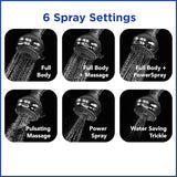 Waterpik Adjustable 6-Mode Shower Head, Flexible Neck, 1.8 GPM Chrome, NSL-603E, 2-Pack