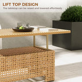 Grand patio 7-Piece Boho Wicker Conversation Set in Cream, Featuring a Sectional Sofa, Water-Resistant Thick Cushions, and Coffee Table