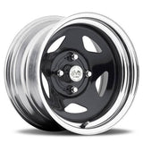 14-Inch x 7.0-Inch U.S. Wheel 021 Series Drift Star FWD Wheel, Chrome/Gloss Black Steel
