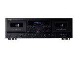 Teac W-1200-B Double Cassette Deck with Dual Tape Compartments, Black
