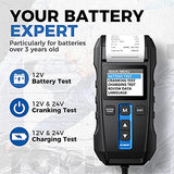 TOPDON BT300P 12V/24V Car Battery and Alternator Tester for 100-2000CCA Lead-Acid Batteries, Featuring Load Testing, Built-In Printer, Spark-Free Metal Clamps and Automatic Reverse Polarity Protection