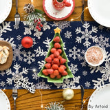 Navy Blue Christmas Table Runner with Snowflake Design by Artoid Mode, 13 x 72 Inches, Winter Holiday Dining and Kitchen Decor