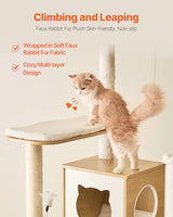 VEVOR 55.12-Inch Cat Tower with Enclosed Litter Box, Multi-Level Condo Design, Perches, Sisal Scratching Posts, and Hammock for Indoor Cats