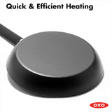 OXO Obsidian 12-Inch Carbon Steel Wok Pan, Pre-Seasoned with Removable Silicone Handle Holder, Induction and Oven Safe, Black